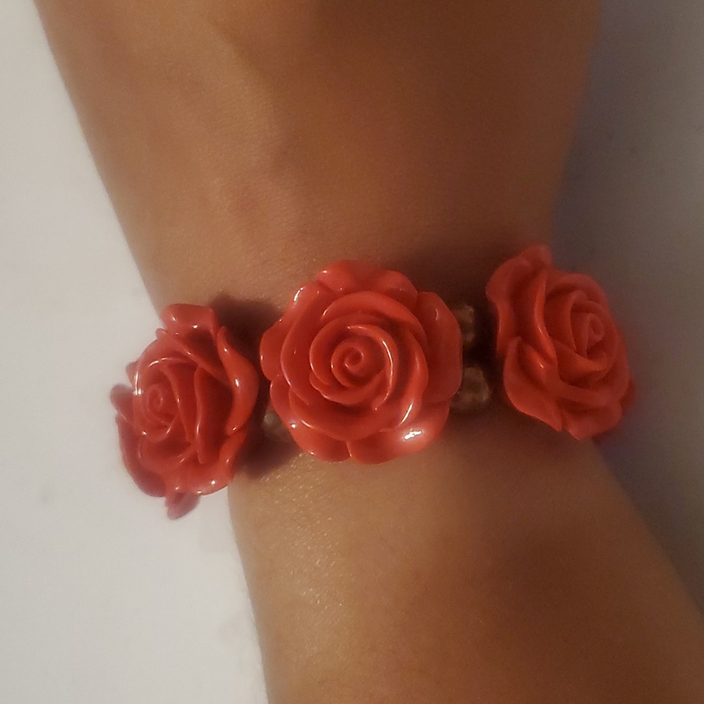 COPY - Adjustable Red Flower bracelet